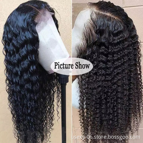 180% density virgin brazilian hair pre plucked human lace front deep wave wig ponytail hd lace human hair 360 lace frontal wig